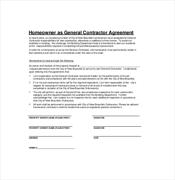 general contractor agreement template general agreement template 