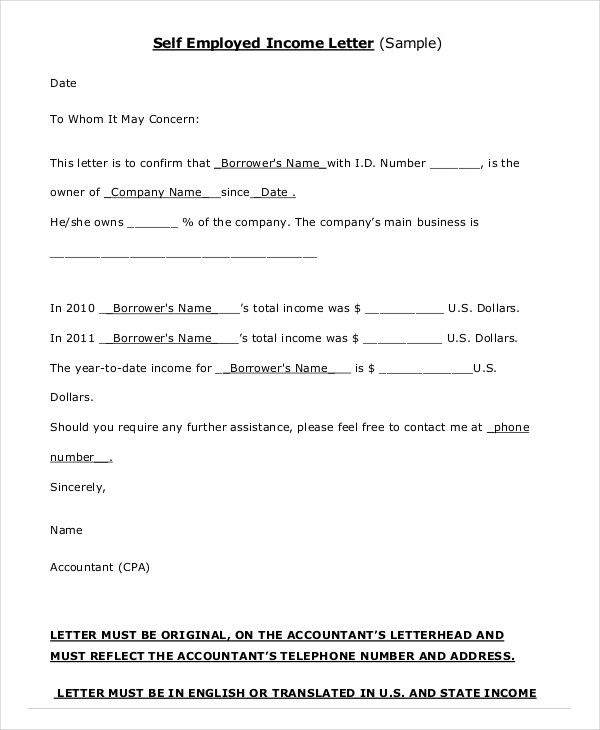 Cover Letter Self Employed Employment Letters 40 Proof Of Ideas Of 