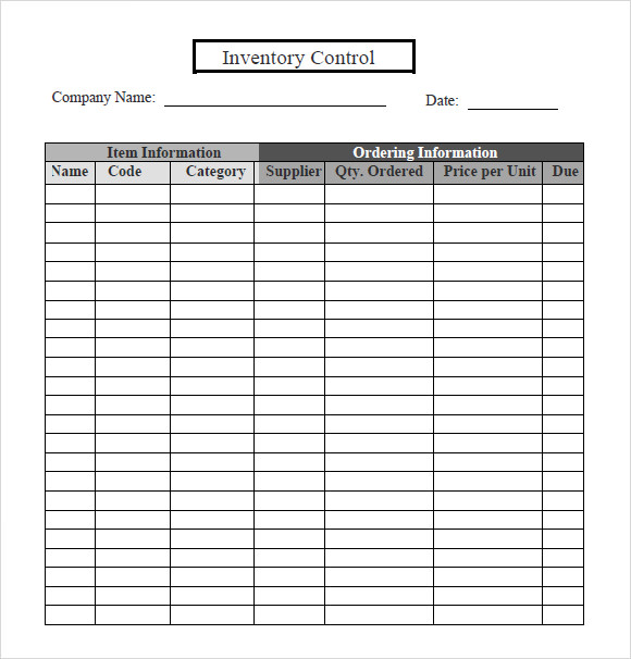 free inventory tracking control template spreadsheet 