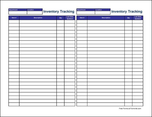 Free Small Inventory Tracking Sheet (Tall) from Formville