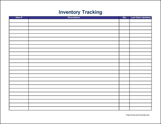 Free Simple Inventory Tracking Sheet (Wide) from Formville