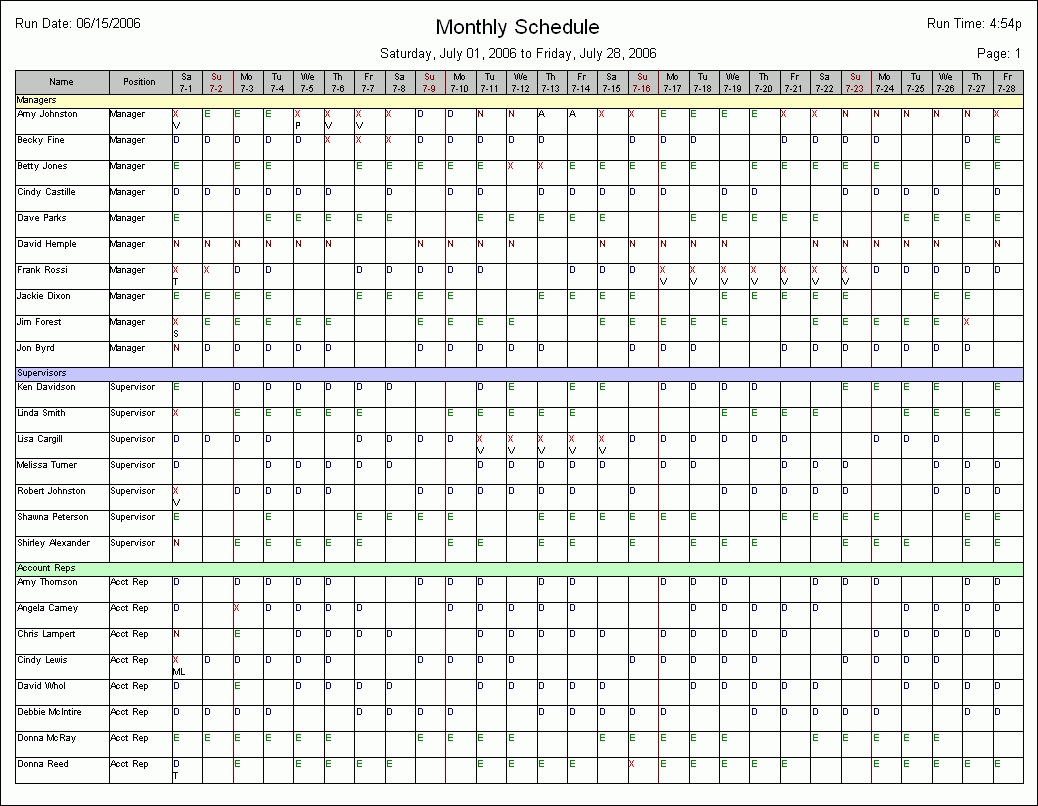 Blank Monthly Employee Schedule Template | cortezcolorado.net