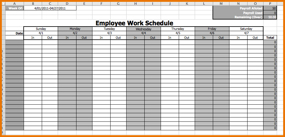 Monthly Employee Schedule Template ...