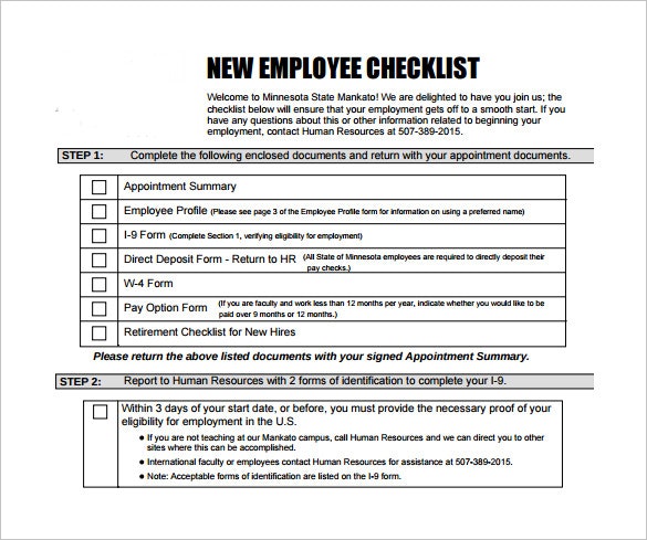 New Hire Checklist Templates – 16+ Free Word, Excel, PDF Documents 