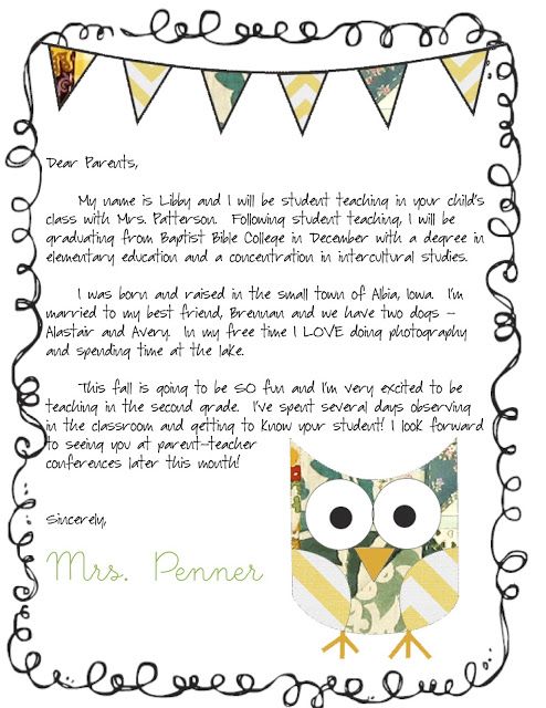 student teacher letter to parents template   Roho.4senses.co