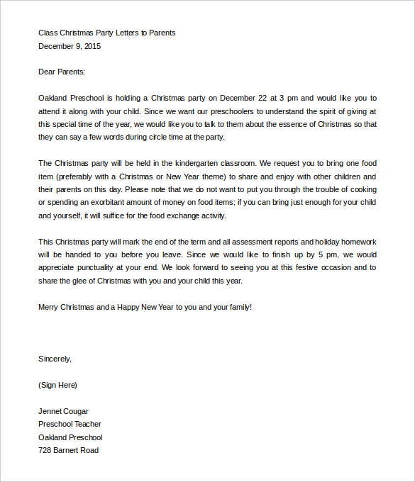 9+ Parent Letter Templates – Free Sample, Example Format Download 