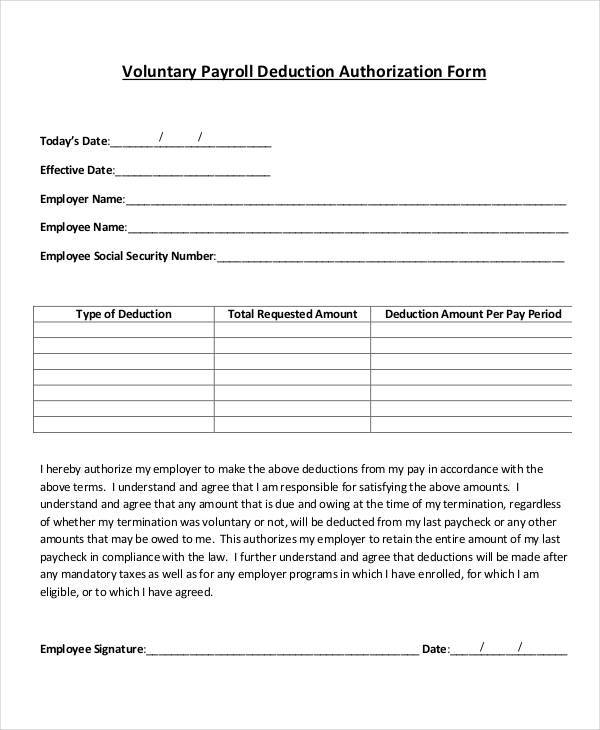 payroll agreement template employee payroll deduction form 