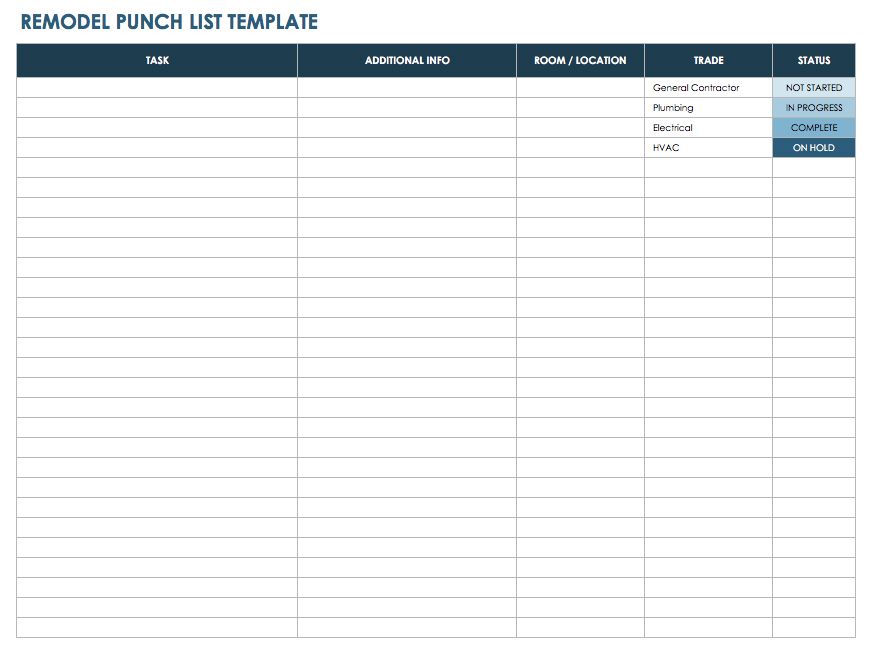 15+ Free Construction Punch List Templates   MS Office Documents