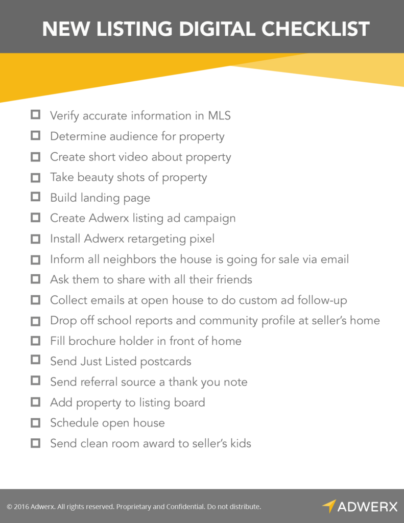 Digital marketing checklist for new real estate listings 