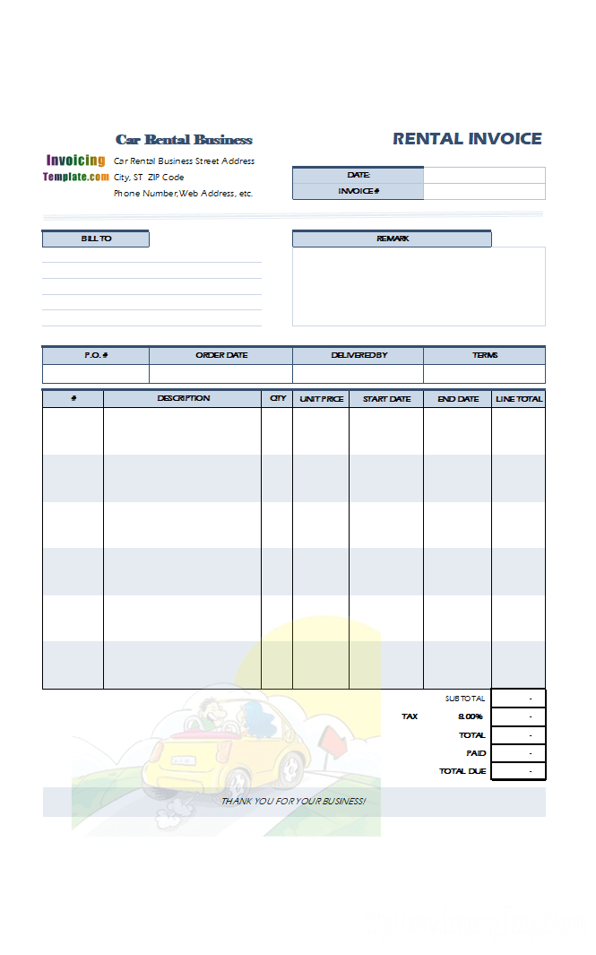 rent invoice template free rental invoice template free formats 