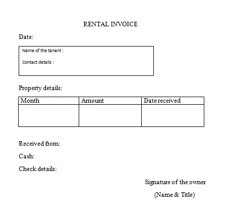 rental invoice template word rental invoice template printable 