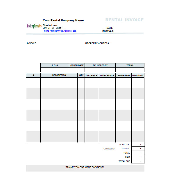 rent invoice template word rental invoice here is the free rental 