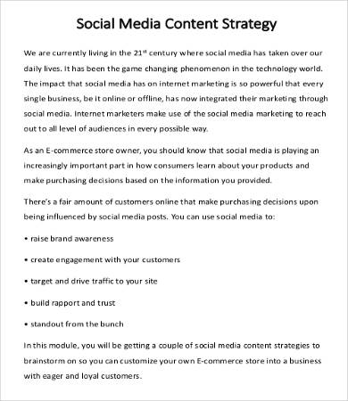Social Media Strategy Example   7+ Free Word, PDF Documents 