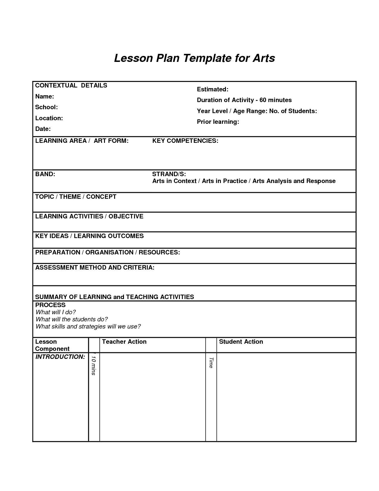 Lesson Plan Template For Arts | ART EDUCATION ESSENTIALS 