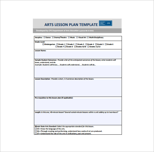 Visual Arts Lesson Plan Template Word Document by Jessica Brown | TpT