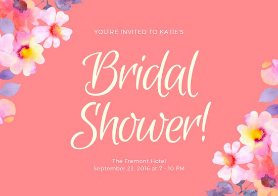 Pink Floral Bridal Shower Card   Templates by Canva