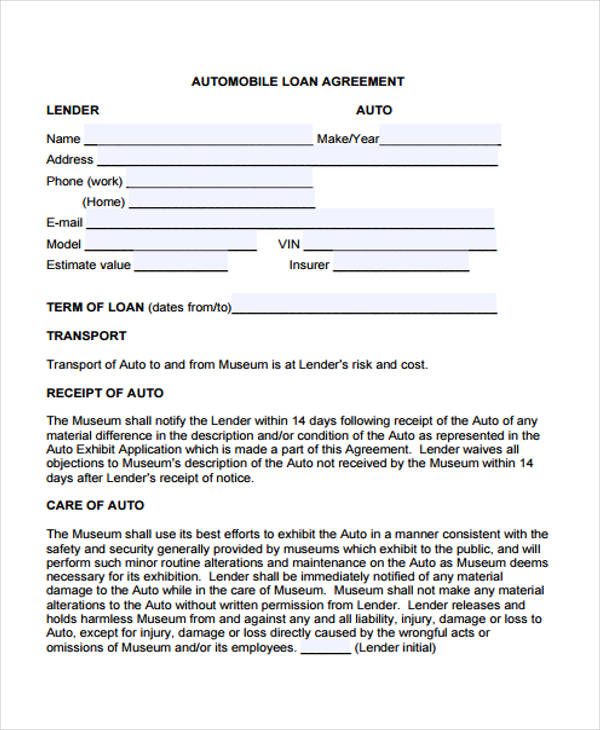 Free Loan Agreement Templates   PDF | Word | eForms – Free 