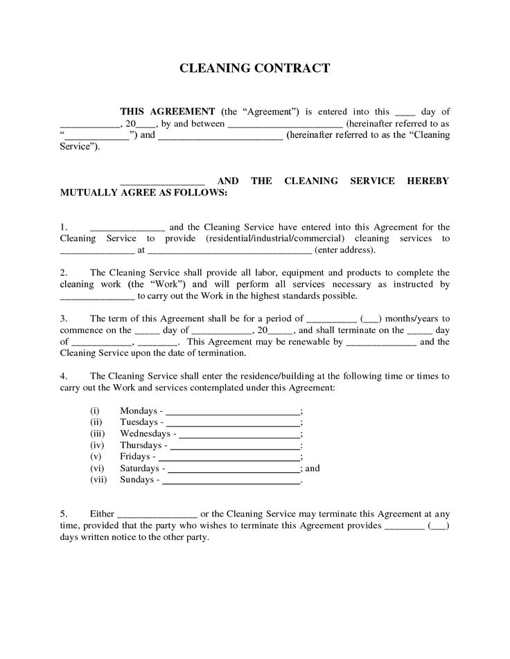 cleaning service agreement template 25 unique cleaning contracts 
