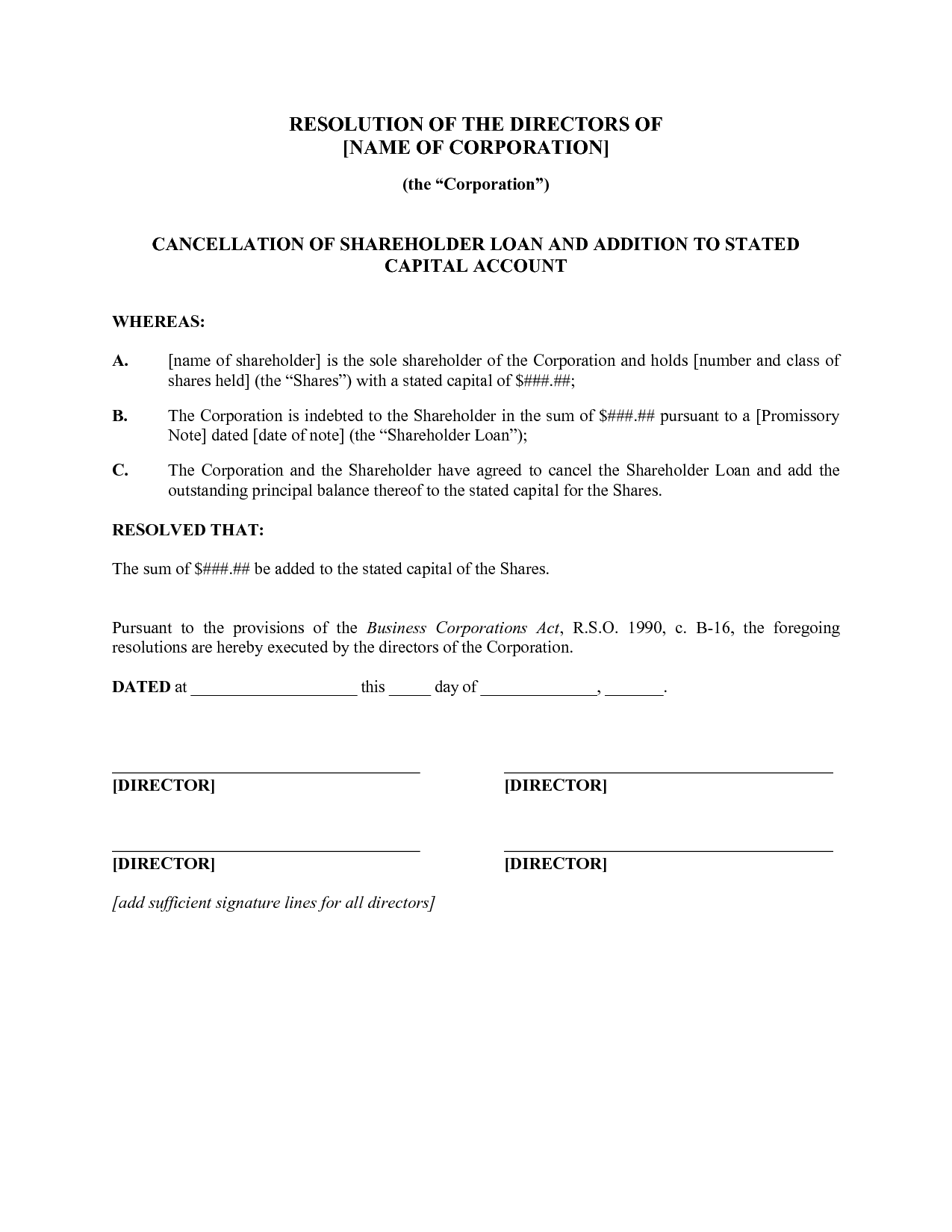 9+ Sample Corporate Resolution Forms | Sample Templates