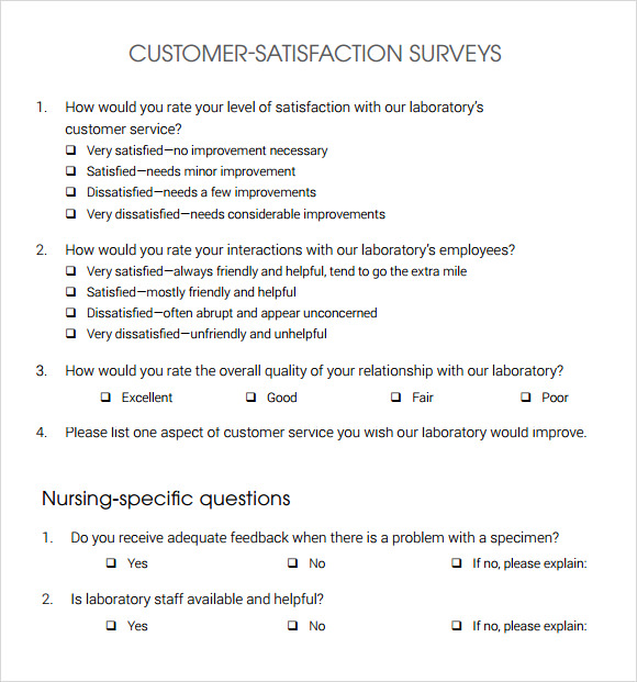 Free Customer Satisfaction Survey Template | Sample Business Template