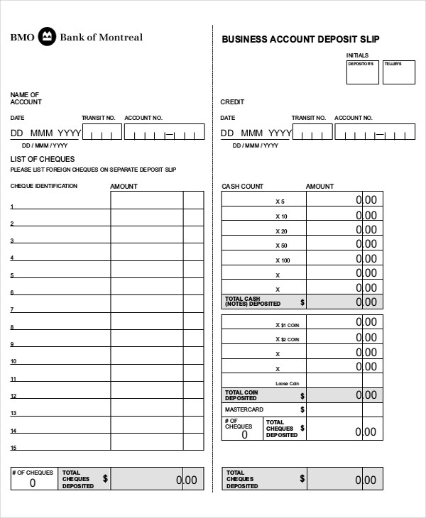 Deposit Slip Template Excel Free | SpreadsheetTemple