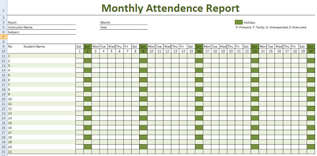 Employee Attendance Calendar 2017 | Attendance tracker | Free 