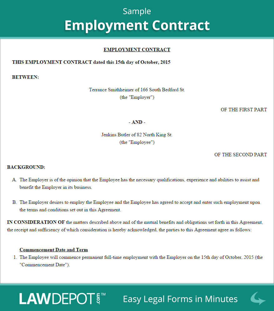 Employment Contract Template (US)| LawDepot
