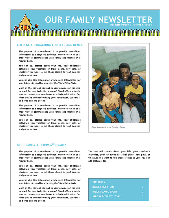 7+ Family Newsletter Templates – Free Word Documents Download 