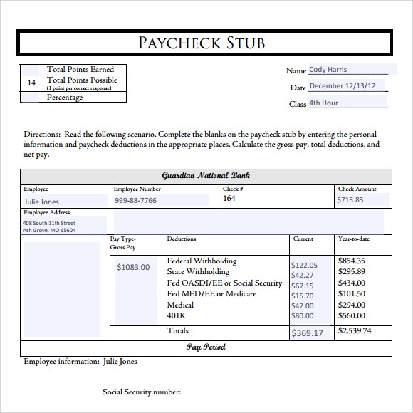 pay stub template microsoft blank pay stub template 