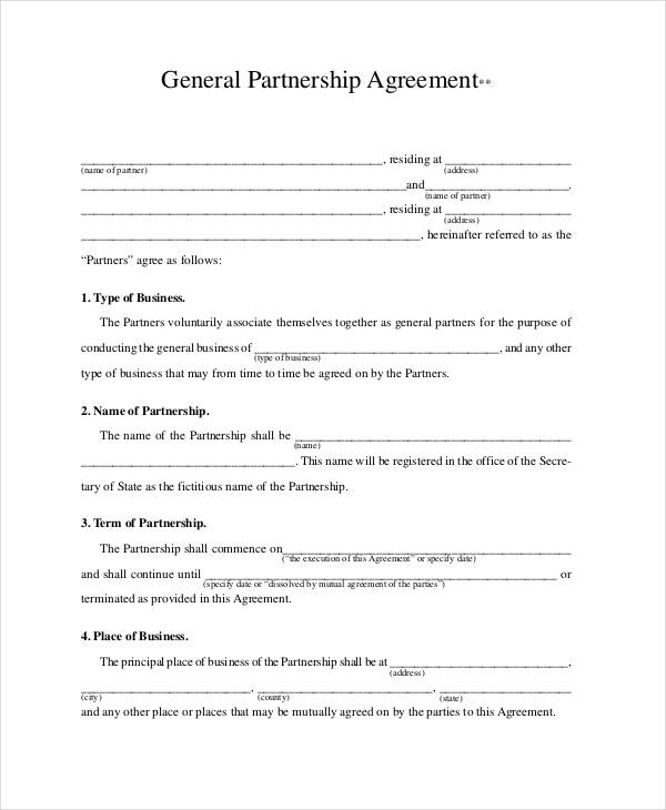 partnership template agreement general partnership agreement 9 