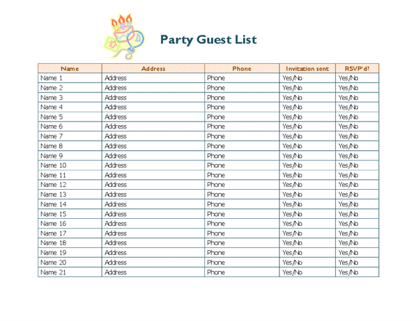 Guest List Templates   9+ Free Word, PDF Documents Download | Free 