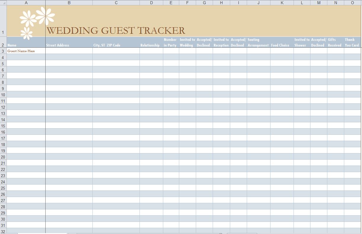 printable guest list template