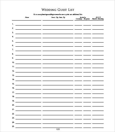 Wedding Guest List Template – 10+ Free Word, Excel, PDF Format 