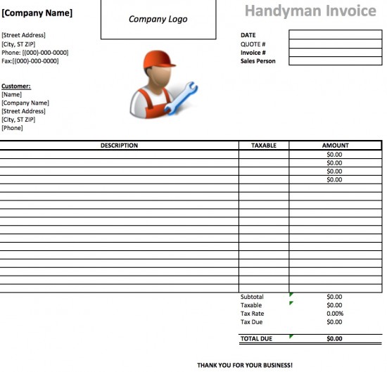 6 Handyman Invoice Template   Free Sample, Example Format Download 
