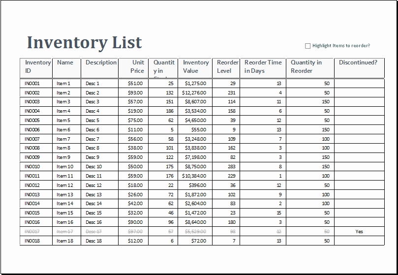 microsoft excel inventory template sample product inventory 