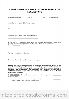 Free CONTRACT TO SELL ON LAND CONTRACT Printable Real Estate 