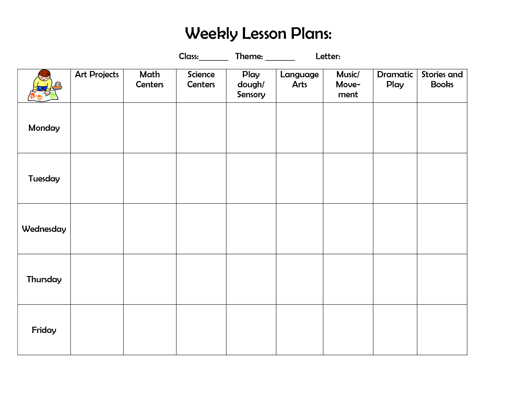 free preschool weekly lesson plan template   Ecza.solinf.co