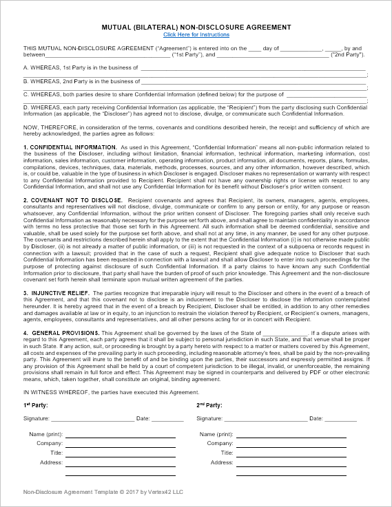 mutual non disclosure agreement template mutual agreement template 