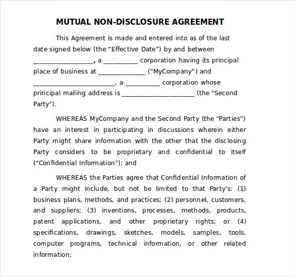 Non disclosure agreement template principal depict mutual nda word 