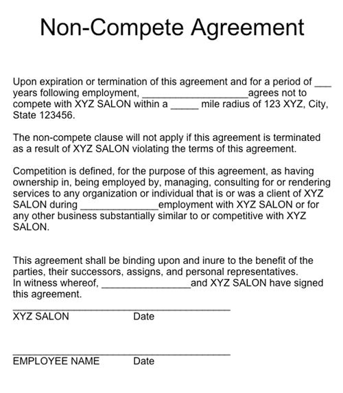 Do Not Compete Form Do Not Compete Contract Zoroblaszczakco | The 