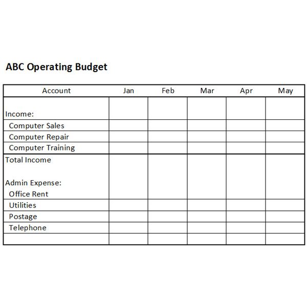 Operating Budget Template Tk on Company Budget Template Small 