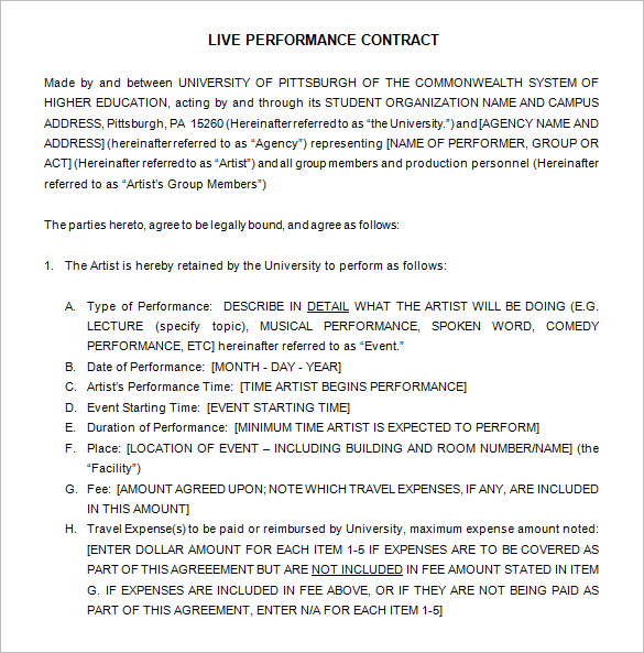performance agreement template 12 performance contract templates 