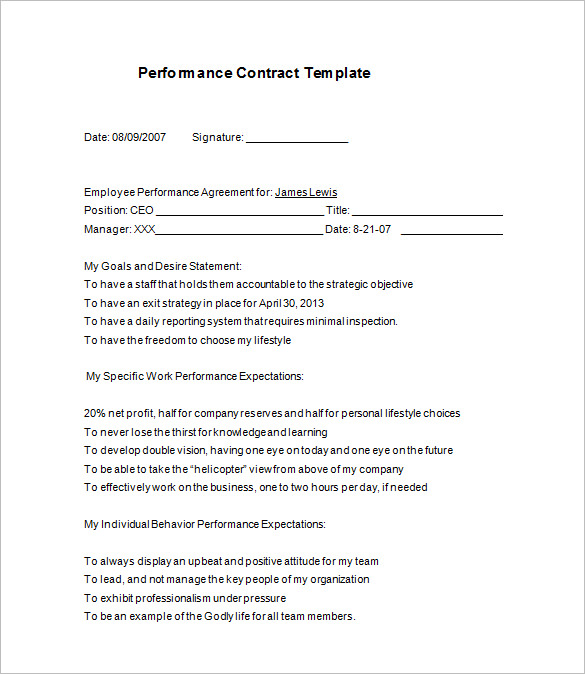 performance agreement template performance agreement template 10 
