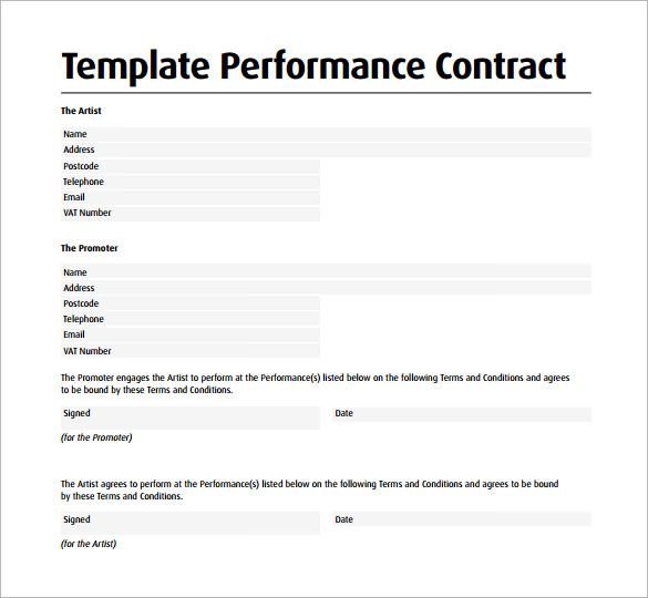 12 Performance Contract Templates to Download for Free | Sample 