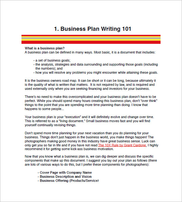 Sample Business Paln Photography Business Plan Template 12 Free 
