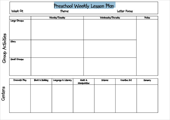 toddler lesson plans for october | Preschool Lesson Plan Template 