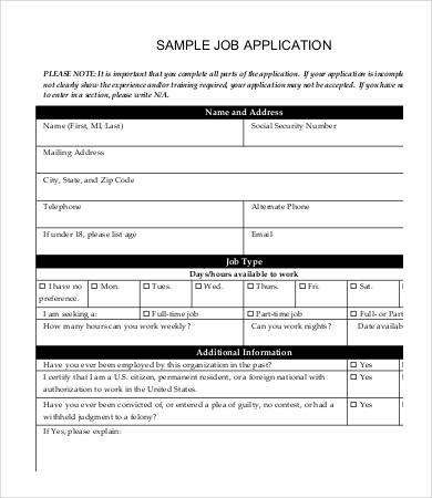 Printable Job Application Template   10+ Free Word, PDF Documents 