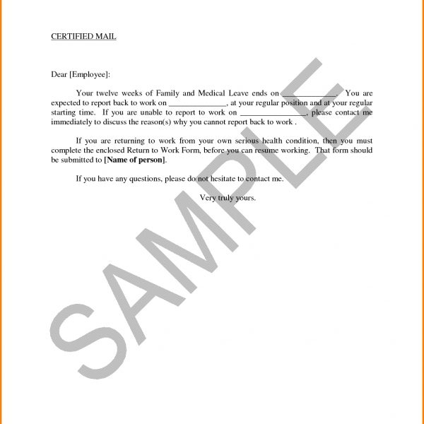 Return To Work With Restrictions Letter   Sample Letters Formats