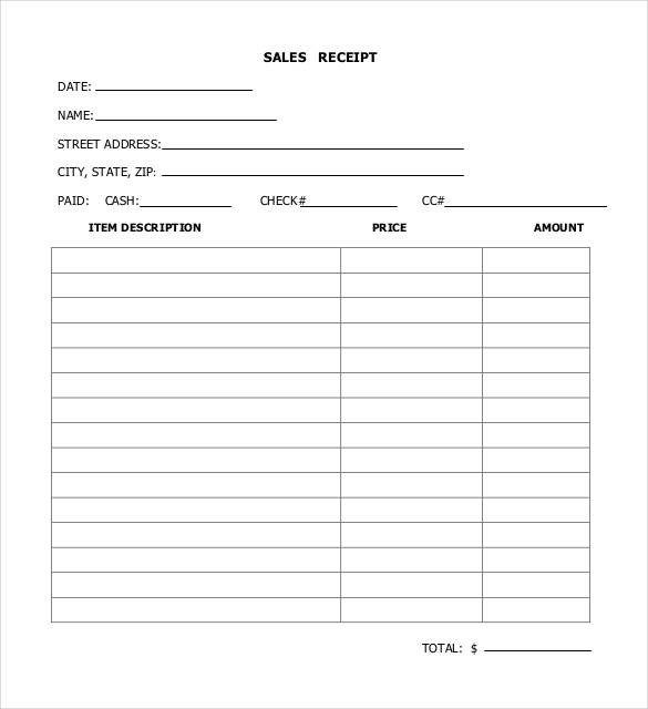 Sales Receipt Template   27+ Free Word, Excel, PDF Format | Free 
