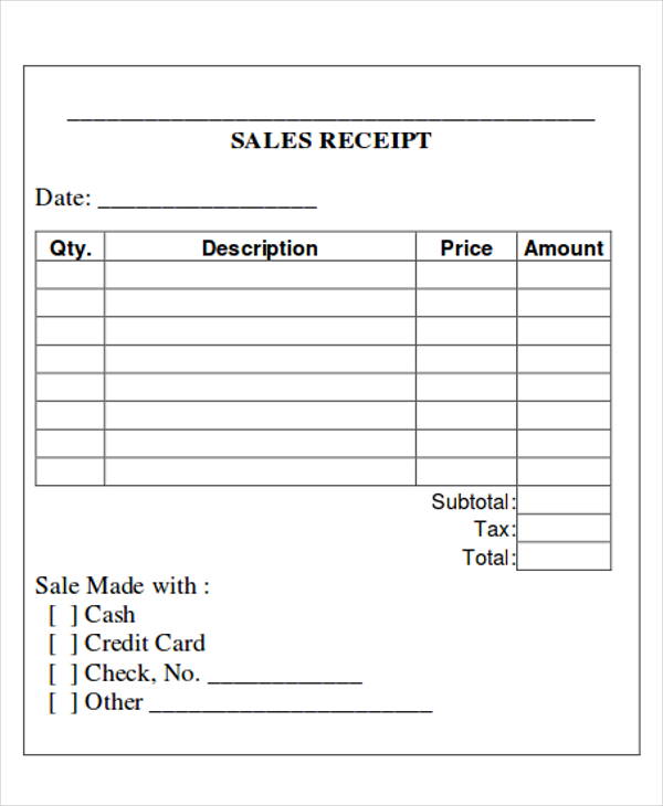 5+ Printable Sales Receipt Samples | Sample Templates